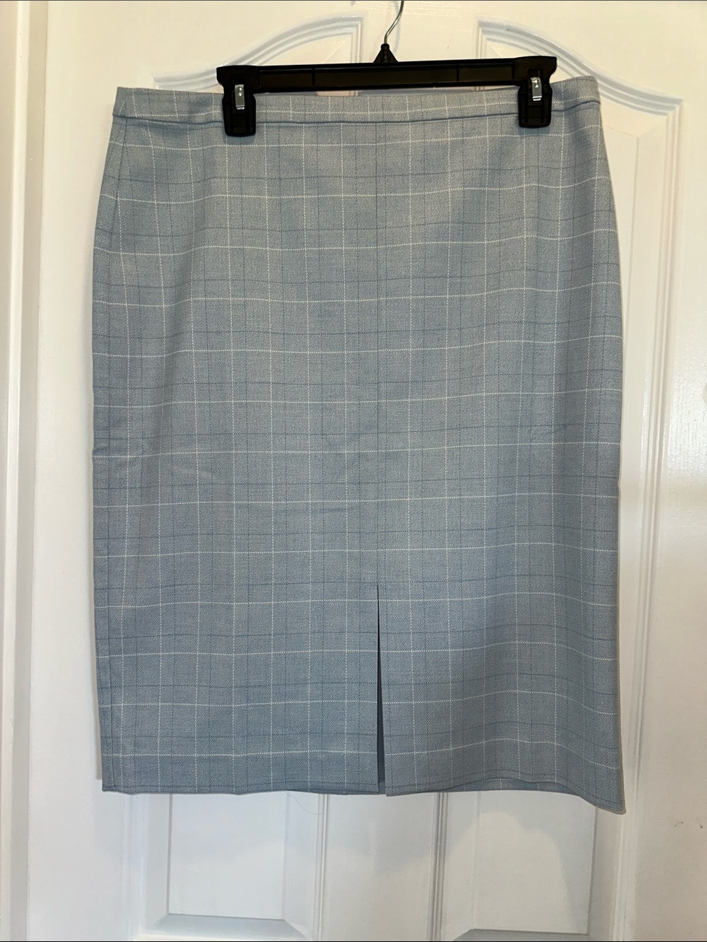 Ann Taylor Light Blue Windowpane Pencil Skirt